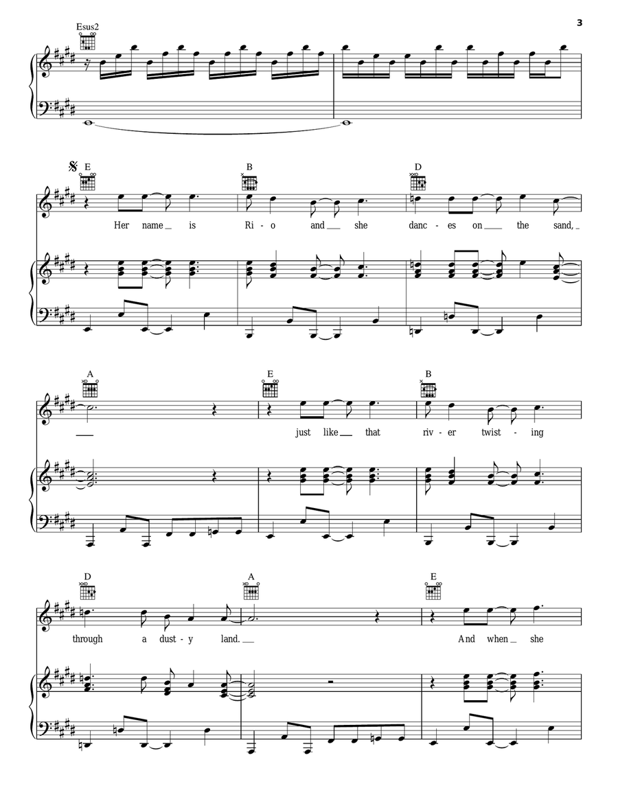 Rio Rio Piano, Vocal, Guitar scores gallery preview page 3