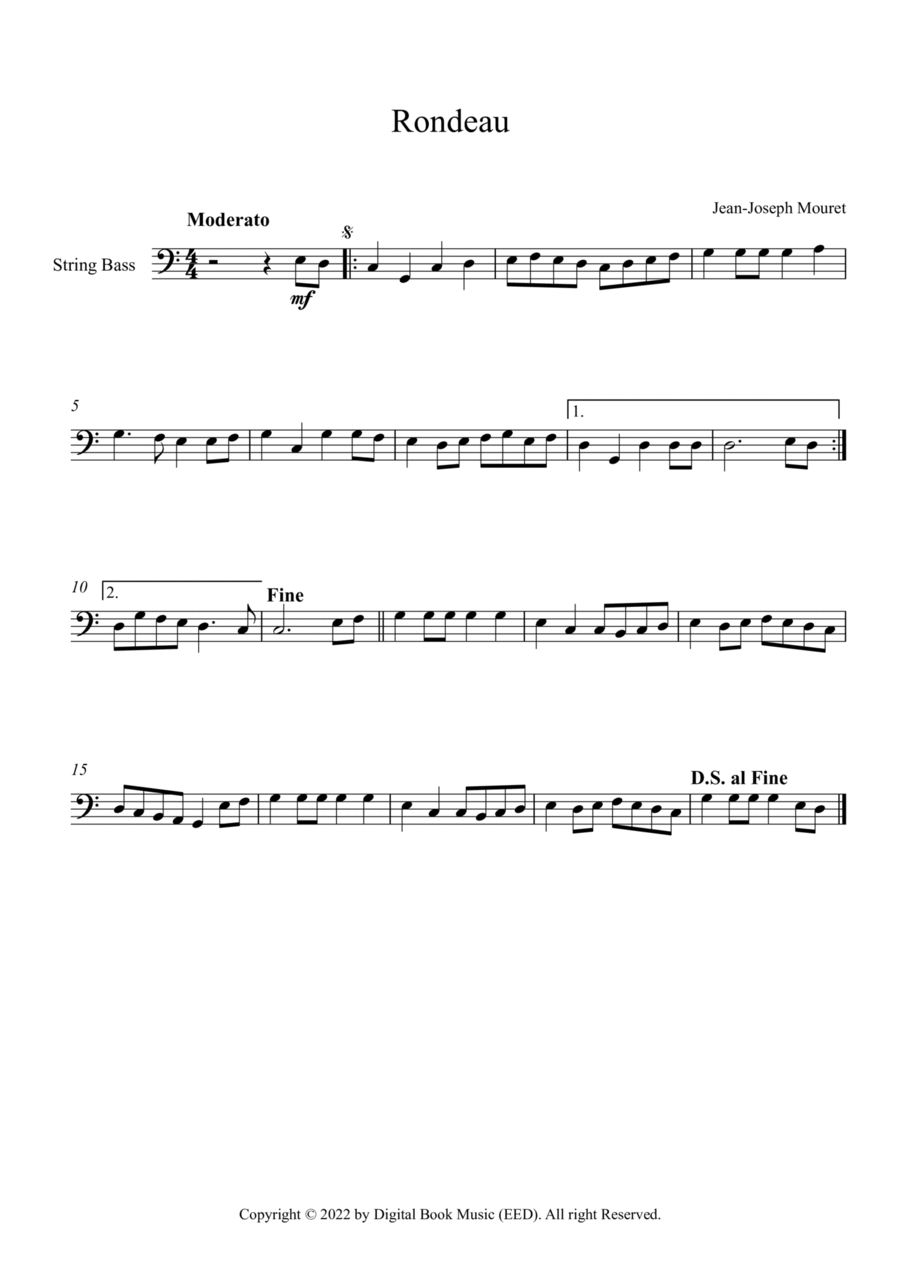 Rondeau - Jean-Joseph Mouret (String Bass) Double Bass scores gallery preview page 1
