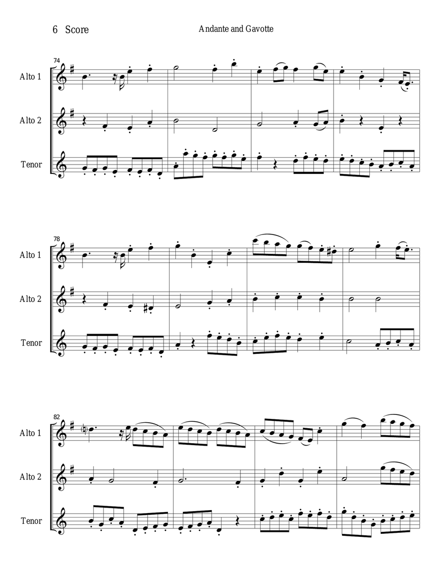 Andante and Gavotte by William Boyce for Saxophone Trio Woodwind Trio scores gallery preview page 6