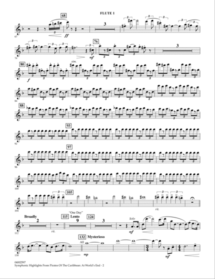 Highlights from Pirates of the Caribbean: At World's End (arr. Jay Bocook) - Flute 1 Concert Band scores gallery preview page 2