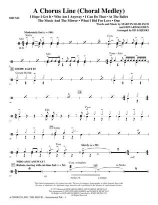 Book cover for A Chorus Line (Medley) (arr. Ed Lojeski) - Drums