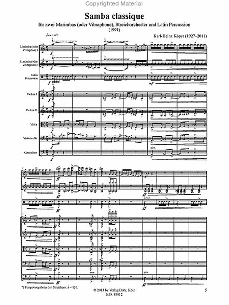 Samba classique für zwei Marimbas (oder Vibraphone), Latin Percussion und Streichorchester (1991) String Orchestra scores gallery preview page 2