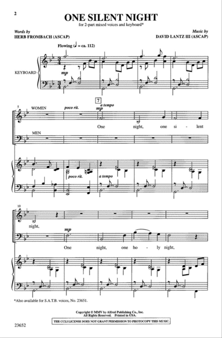 One Silent Night 2-Part scores gallery preview page 2