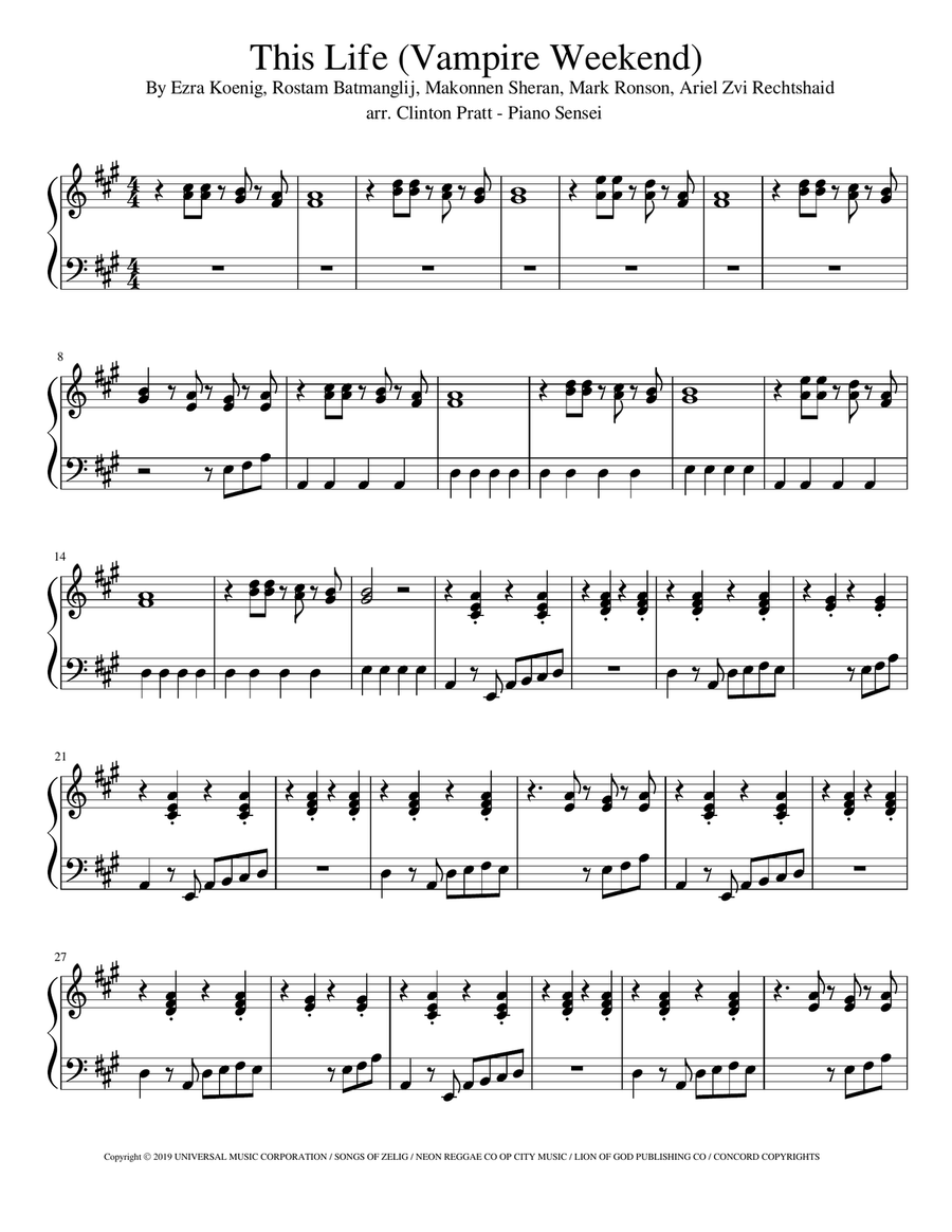 This Life This Life Piano Solo scores gallery preview page 1