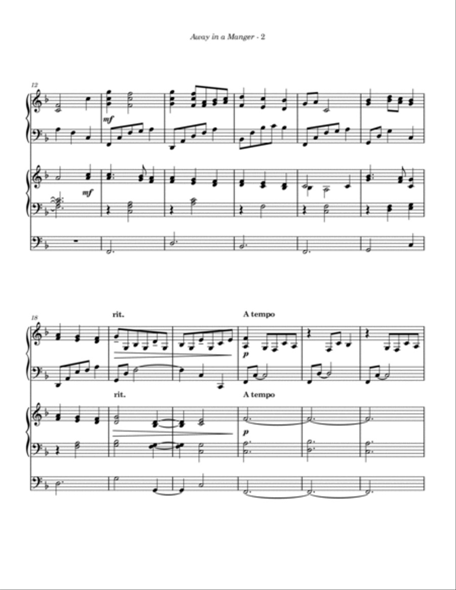 Away in a Manger (piano organ duet) Piano scores gallery preview page 3