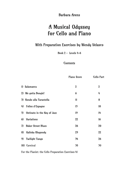 A Musical Odyssey for Cello & Piano - Cello Part Bk2 Levels 4-6 with preparatory exercises by Wendy image number null
