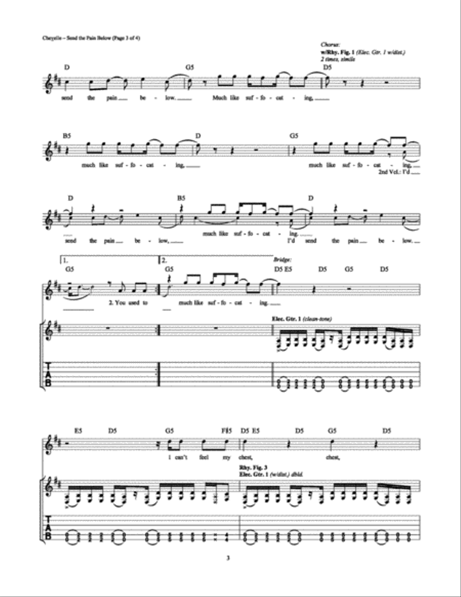 Send the Pain Below Electric Guitar scores gallery preview page 3