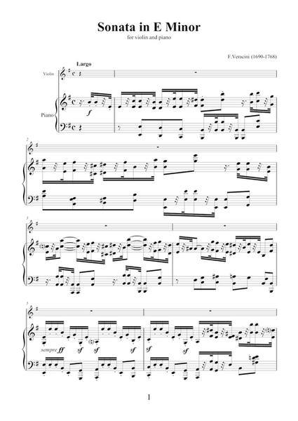 Sonata in E minor by Fancesco Veracini for violin and piano