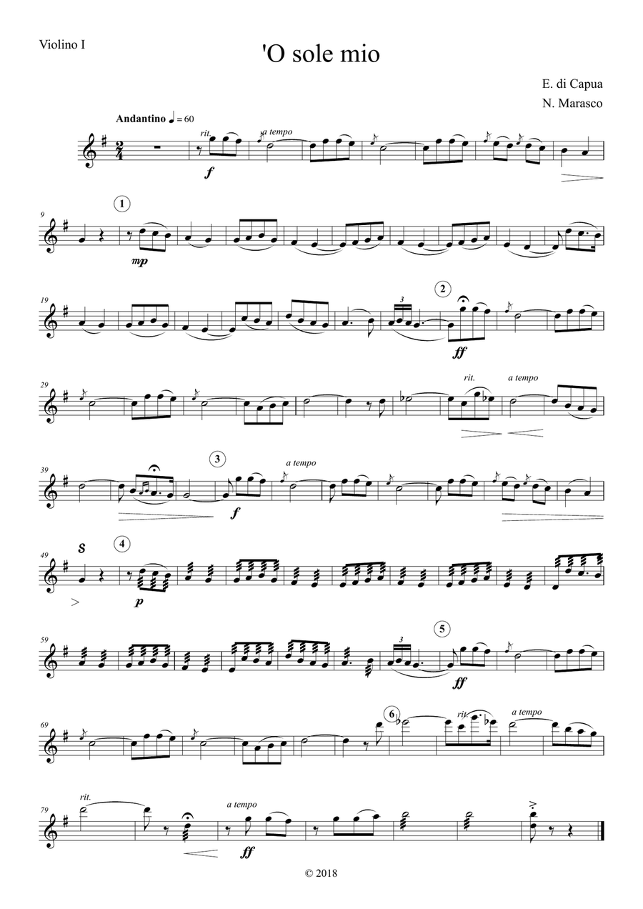 'O sole mio - Orchestral parts set Chamber Orchestra scores gallery preview page 1