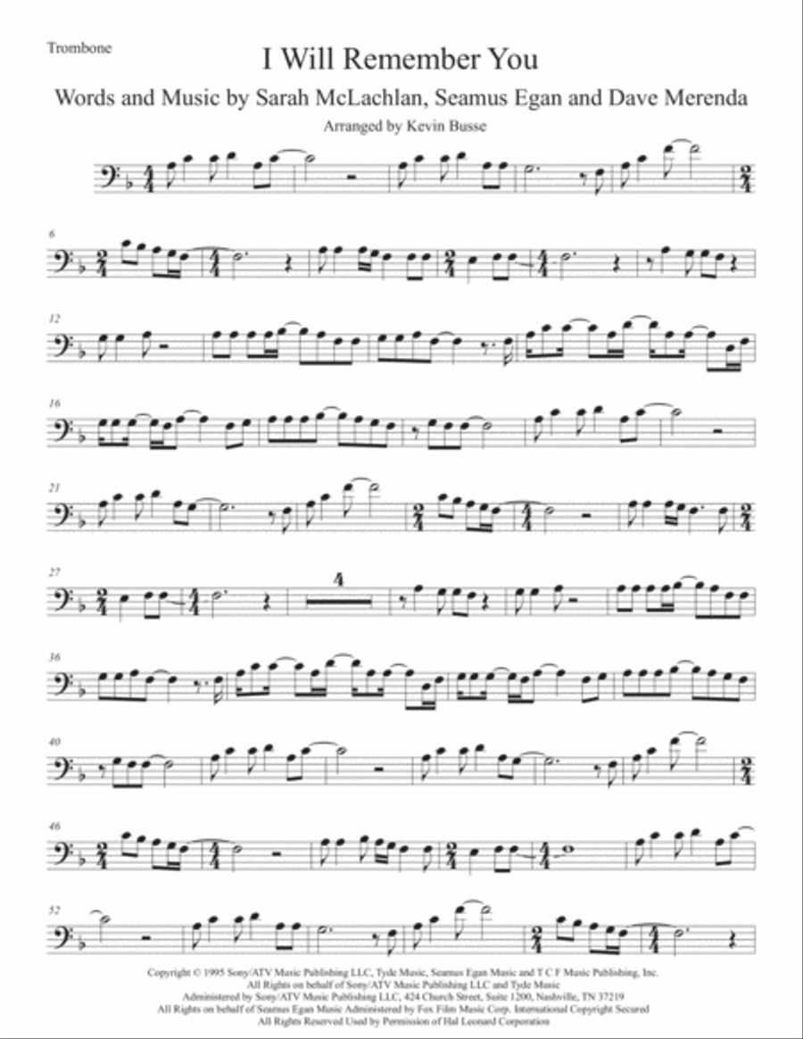 I Will Remember You Trombone Solo scores gallery preview page 1