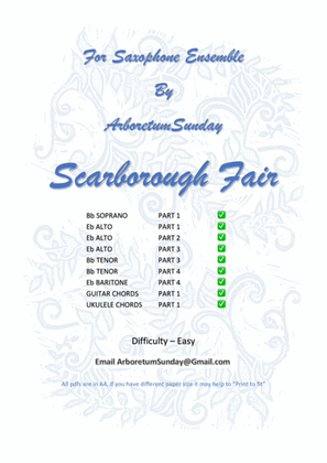 Scarborough Fair Sax Ensemble with Guitar & Uke lead sheets