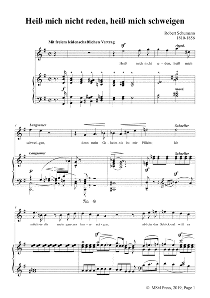 Schumann-Heiß mich nicht reden,heiß mich schweigen,Op.98a No.5,in e minor,for Vioce&Pno