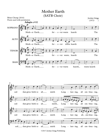 Mother Earth (SATB Choir) image number null