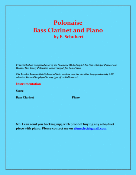 Polonaise - F. Schubert - For Bass Clarinet and Piano - Intermediate image number null