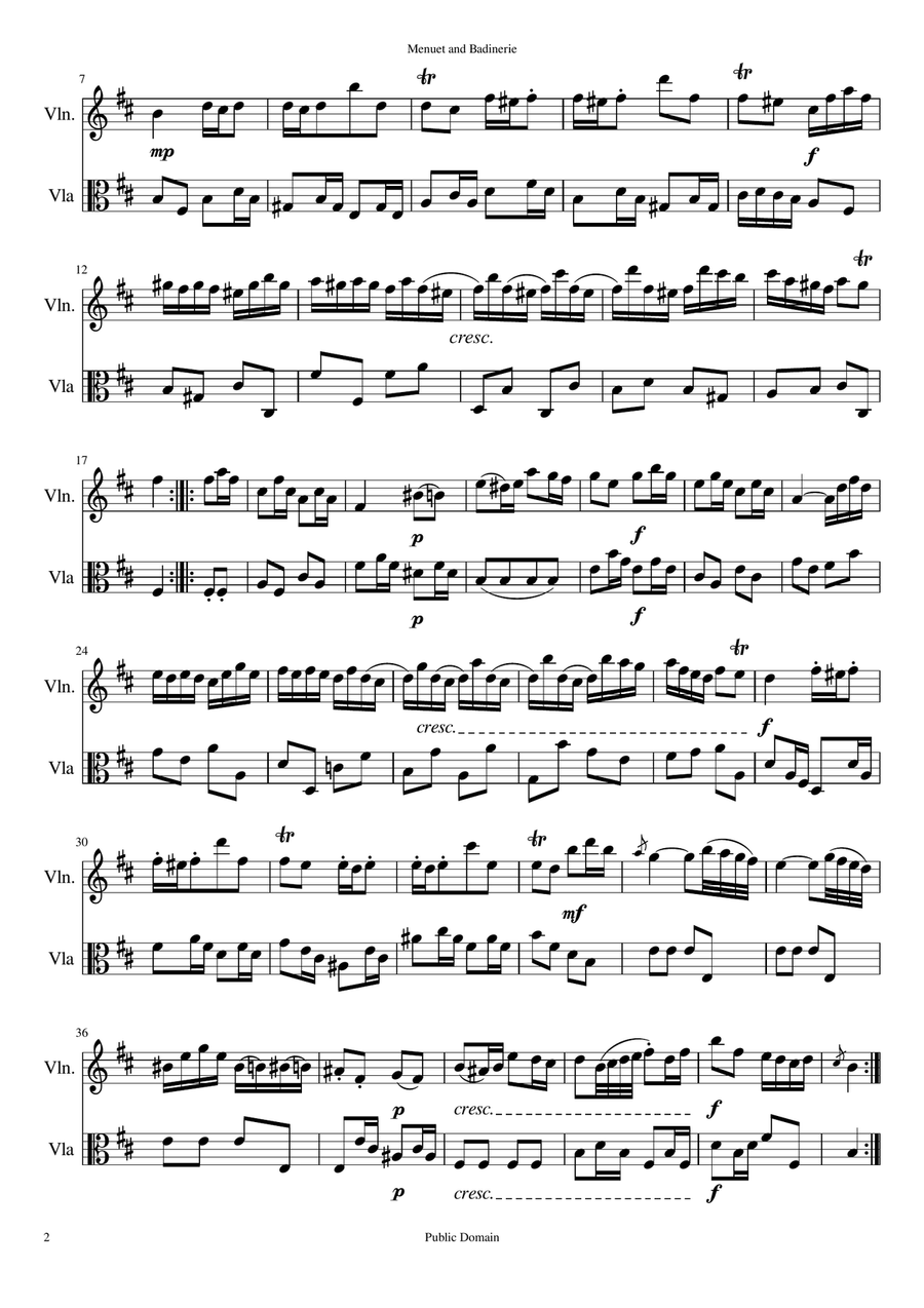 Menuet and Badinerie - Violin and Viola Duet String Duet scores gallery preview page 2