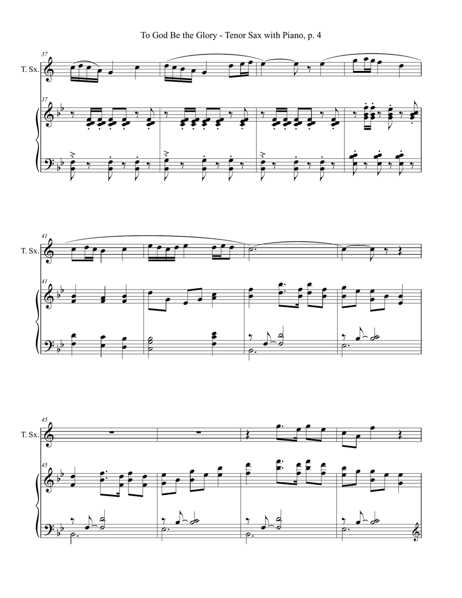 TO GOD BE THE GLORY One Movement Hymn Sonata (for Tenor Sax and Piano with Score/Part) Tenor Saxophone scores gallery preview page 5