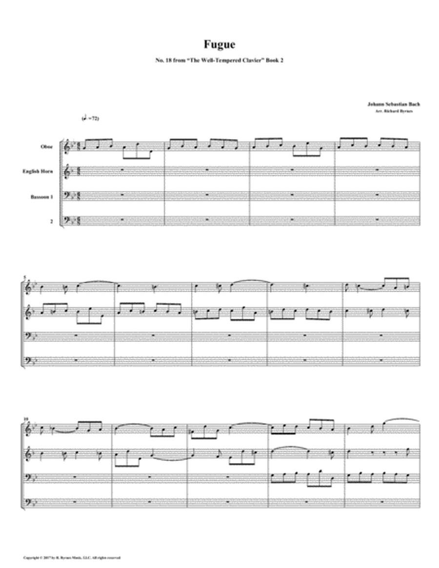 Fugue 18 from Well-Tempered Clavier, Book 2 (Double Reed Quartet) image number null