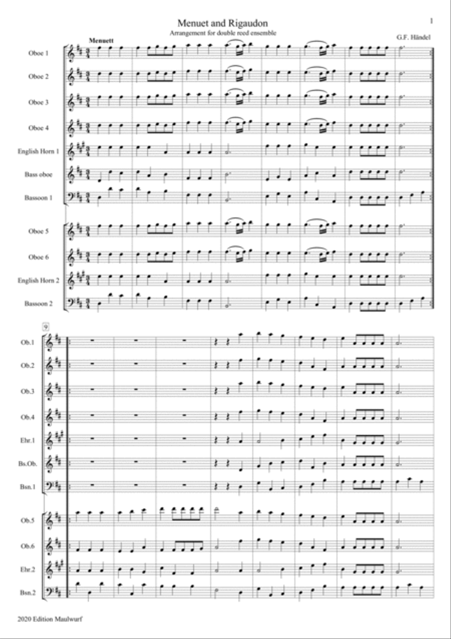 Menuet und Rigaudon Woodwind Quartet scores gallery preview page 3