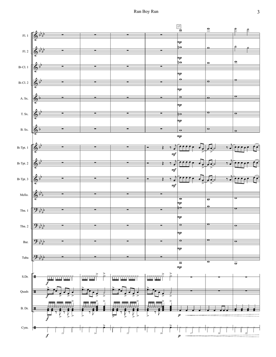 Run Boy Run Run Boy Run Marching Band scores gallery preview page 3