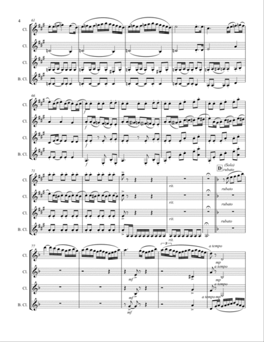 Albéniz - “Sevilla” from Suite Española (for Clarinet Quartet) Clarinet Quartet scores gallery preview page 5