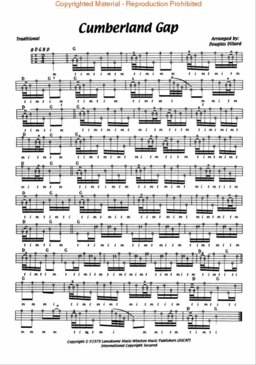 The Classic Douglas Dillard Songbook of 5-String Banjo Tablatures