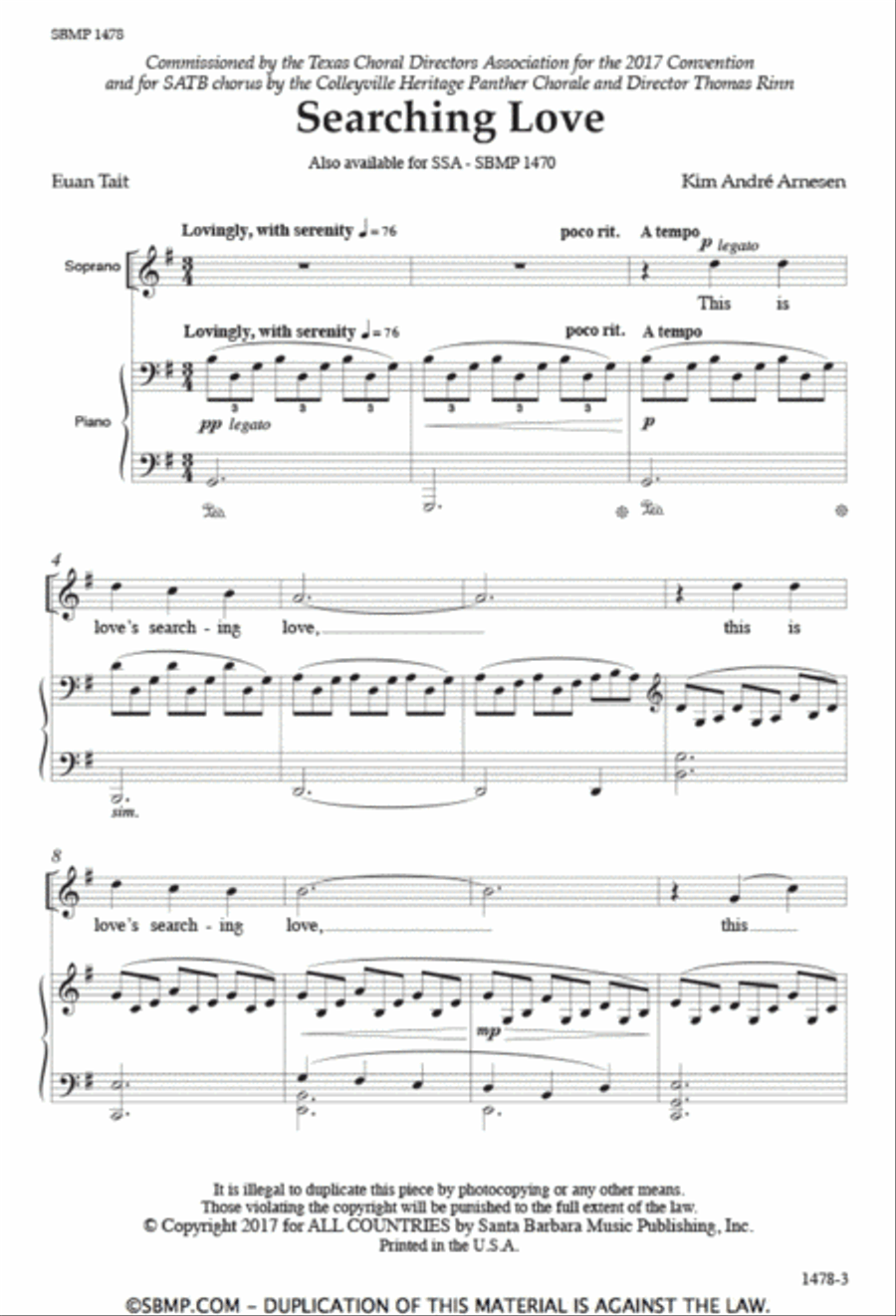 Searching Love - SATB Octavo 4-Part scores gallery preview page 2