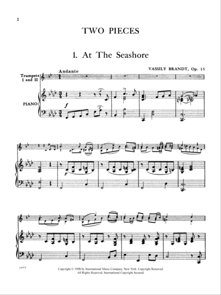 Two Pieces, Opus 15 Trumpet Duet scores gallery preview page 2
