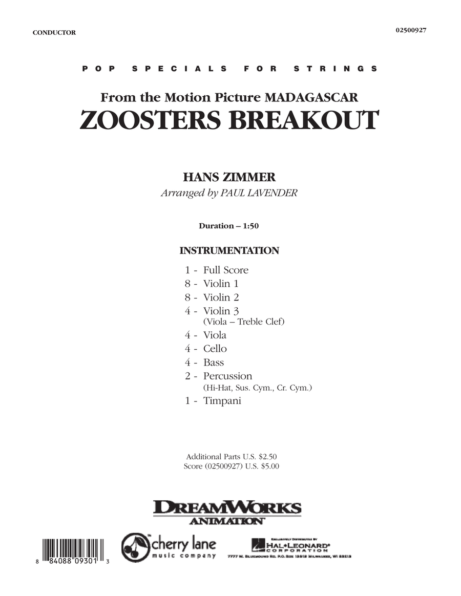 Zoosters Breakout (from Madagascar) - Full Score Orchestra scores gallery preview page 1