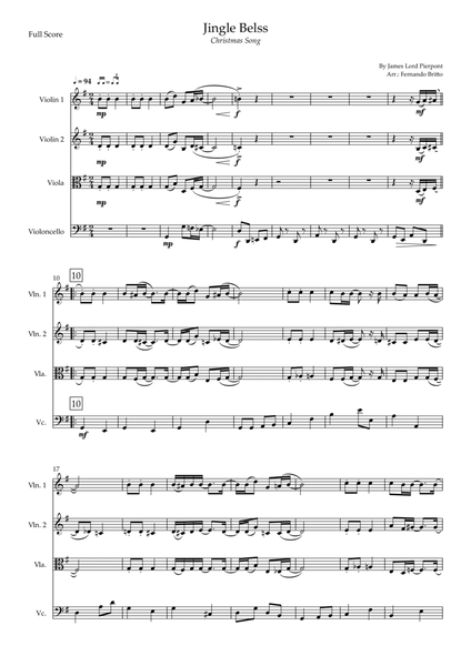 Jingle Bells - Jazz Version (Christmas Song) for String Quartet image number null
