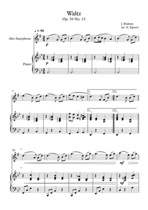 Waltz (Op. 39 No. 15), Johannes Brahms, For Alto Saxophone & Piano