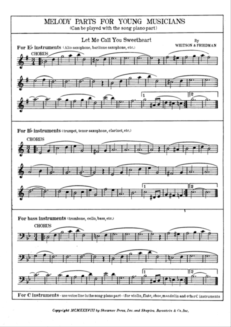 Let Me Call You Sweatheart (I'm In Love With You) Voice scores gallery preview page 2
