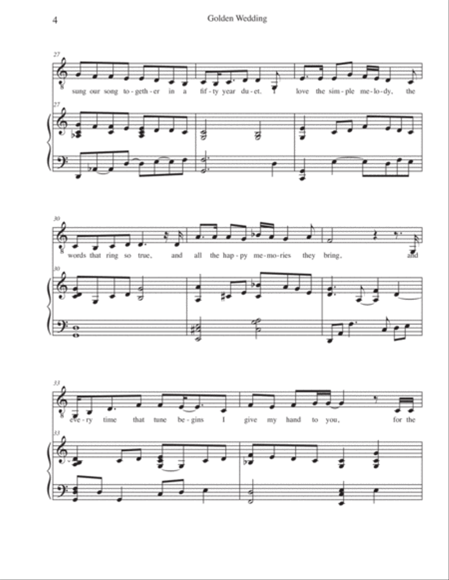 Golden Wedding (for a 50th Wedding Anniversary Celebration) - Key of C/D Piano, Vocal, Guitar scores gallery preview page 5