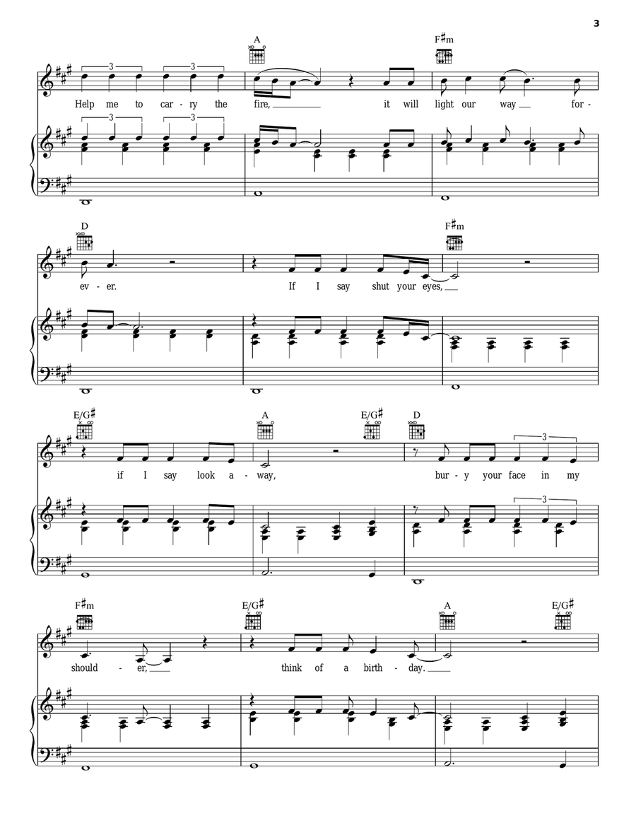 No Sound But The Wind Piano, Vocal, Guitar scores gallery preview page 3