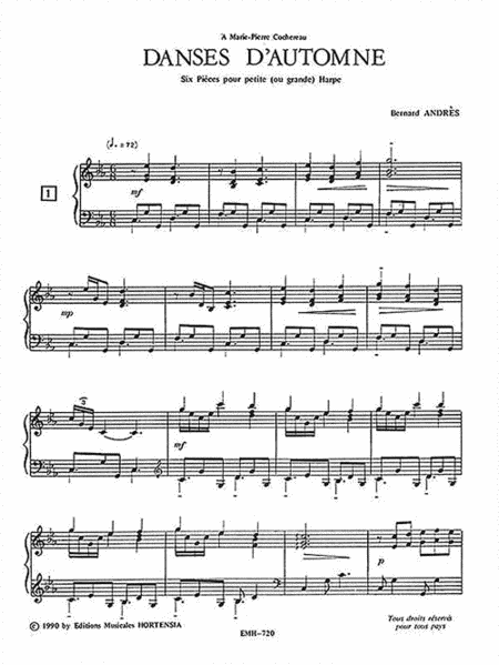 Bernard Andres - Danses D?automne, Six Pieces Pour Petite (ou Grande) Harpe