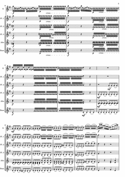 Winter, Inverno, from the Vivaldi world famous Four Seasons. 1st movement for flute sextet or flute image number null