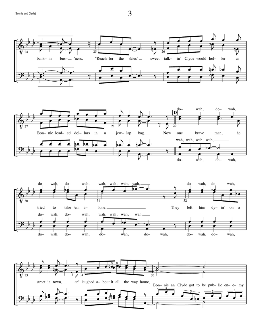 The Ballad Of Bonnie And Clyde TTBB scores gallery preview page 3