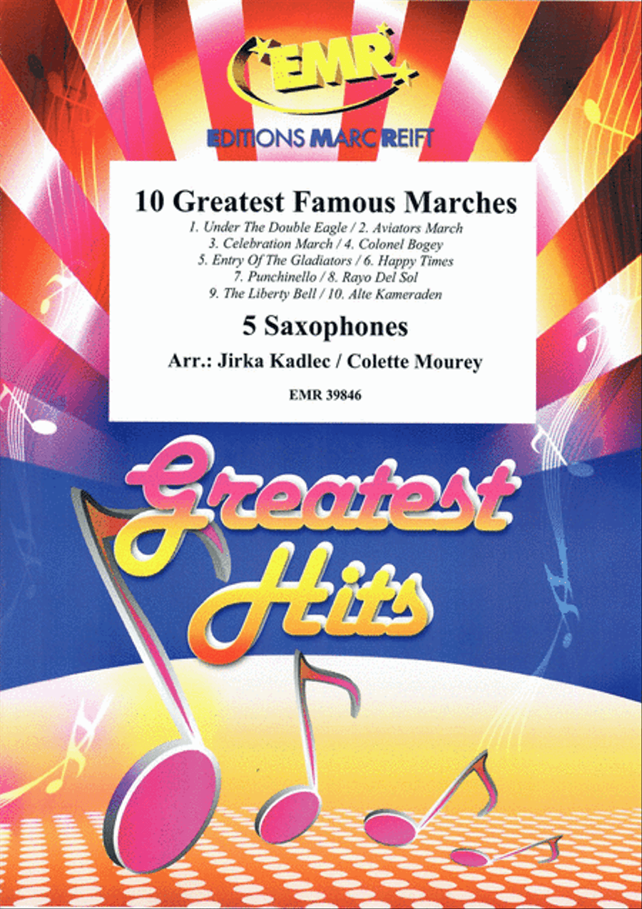 10 Greatest Famous Marches Saxophone Quintet scores gallery preview page 1