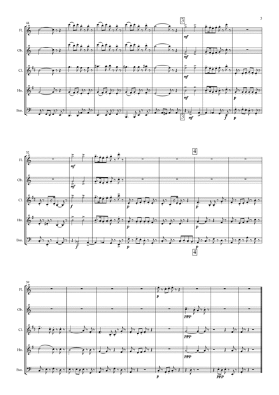Dubois: Deuxième Suite pour Instruments à vent (2nd Suite-Winds) I.Ronde des Archers - wind quintet Woodwind Quintet scores gallery preview page 3