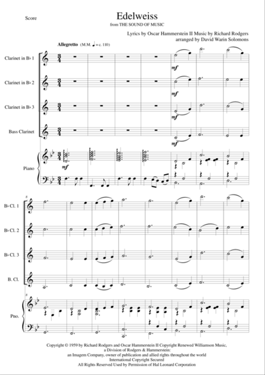 Edelweiss Bass Clarinet scores gallery preview page 1