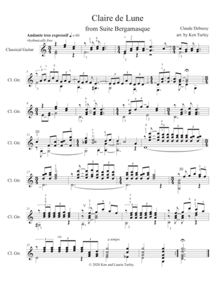 Classical Guitar "Claire de Lune" by Claude Debussy