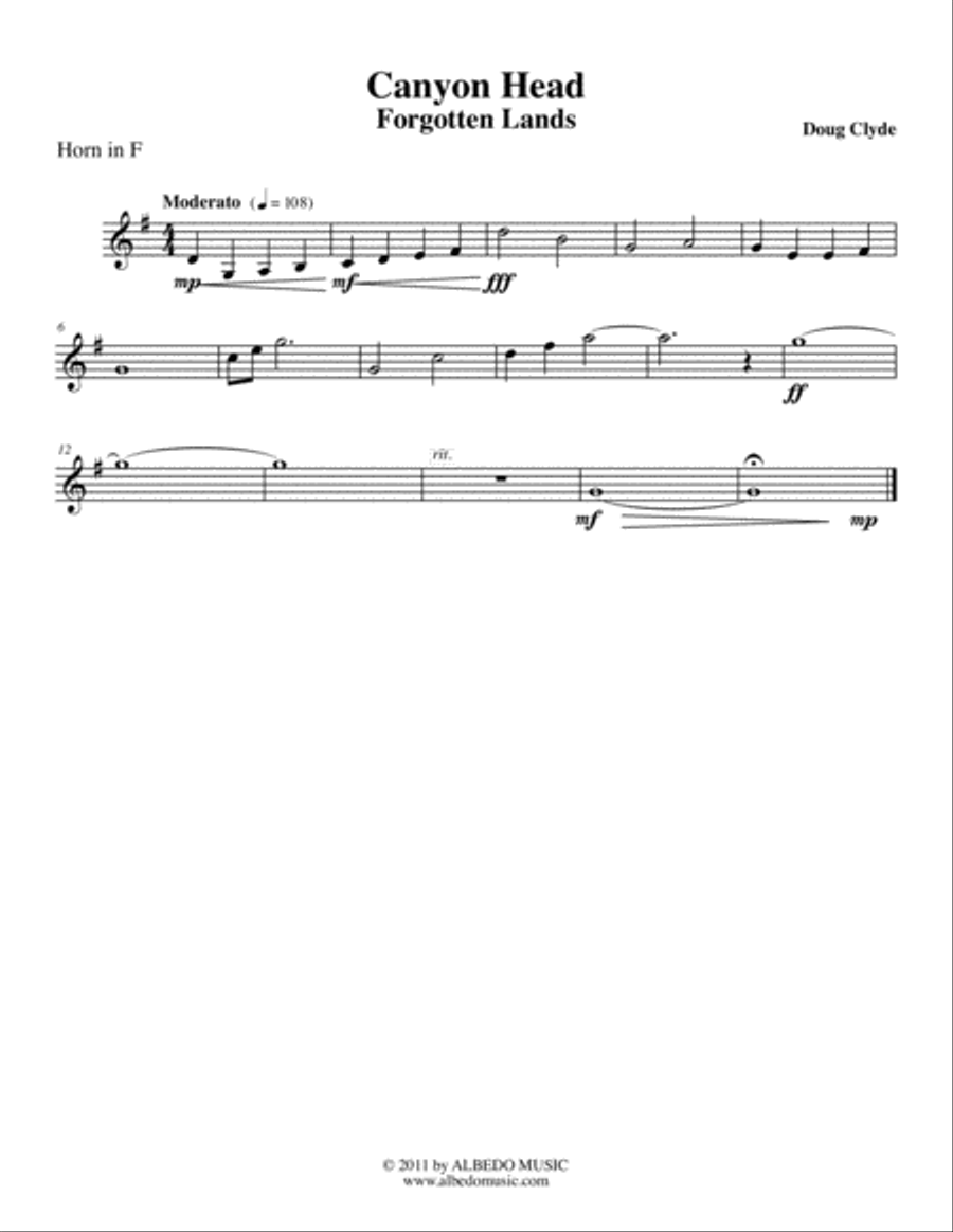 Canyon Head from Forgotten Lands Small Ensemble scores gallery preview page 4