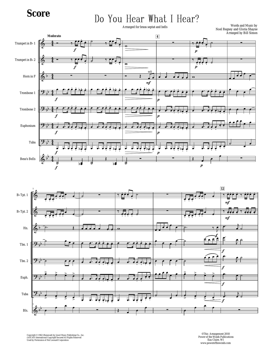 Do You Hear What I Hear Brass Ensemble scores gallery preview page 1