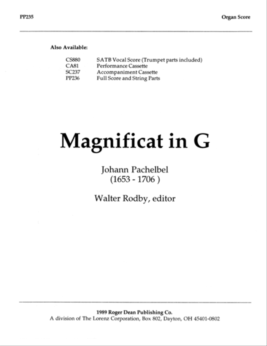 Magnificat in G - Organ Score Organ scores gallery preview page 1