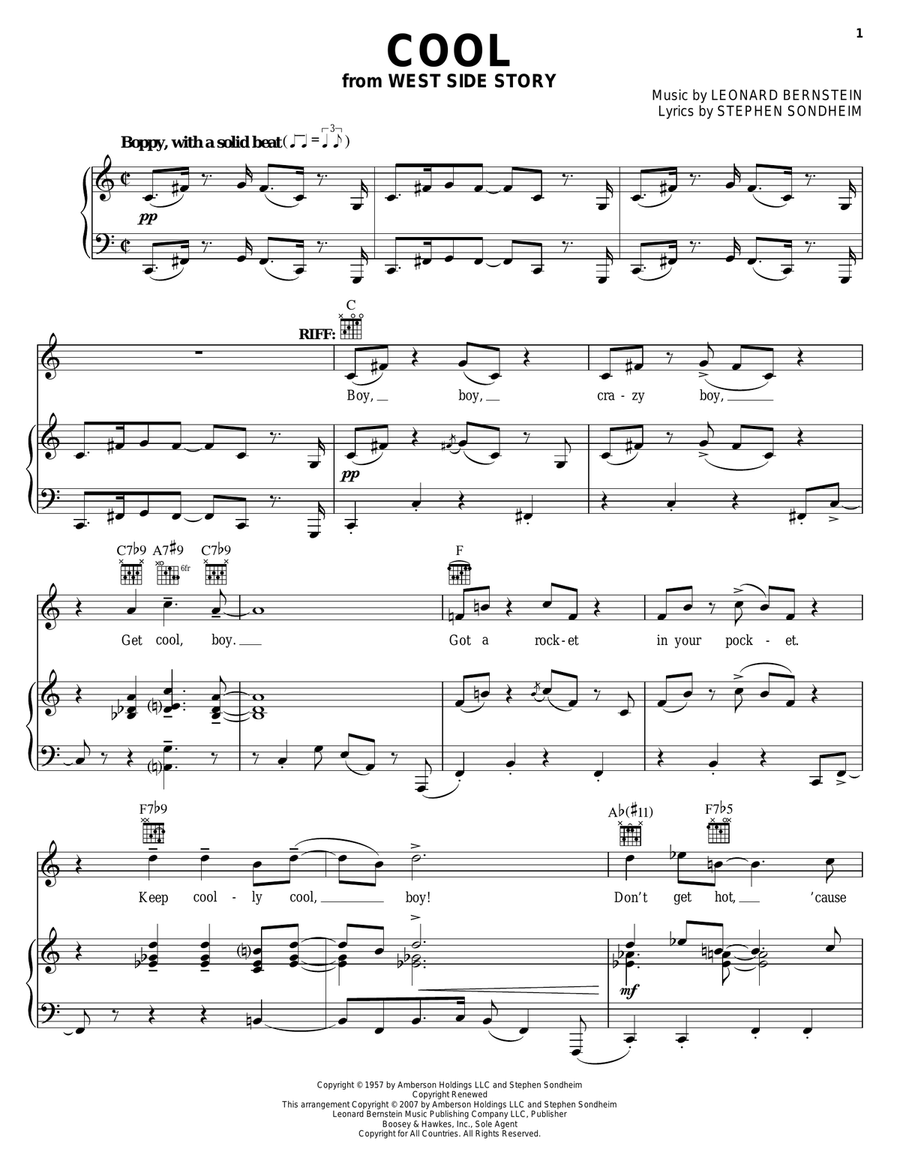 Cool (from West Side Story) Guitar scores gallery preview page 1