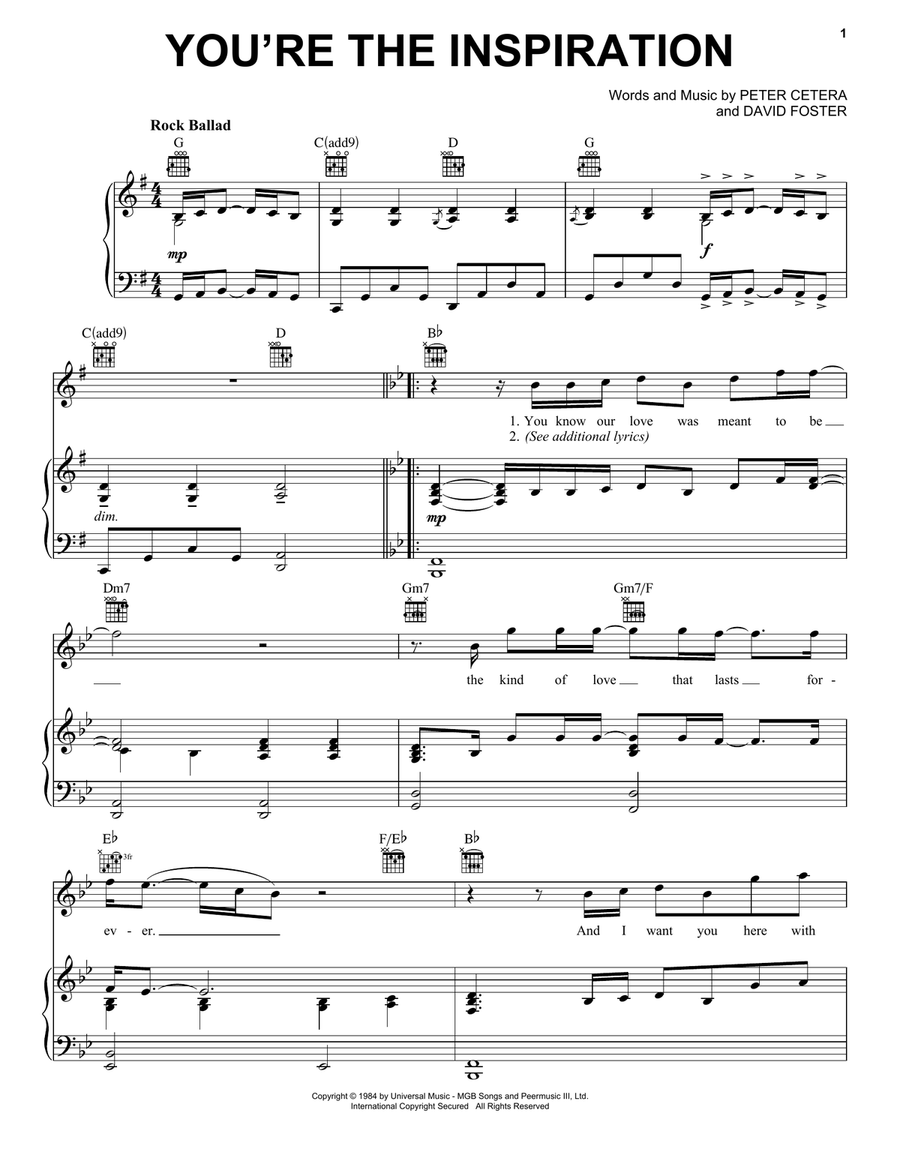 You're The Inspiration You're The Inspiration Acoustic Guitar scores gallery preview page 1