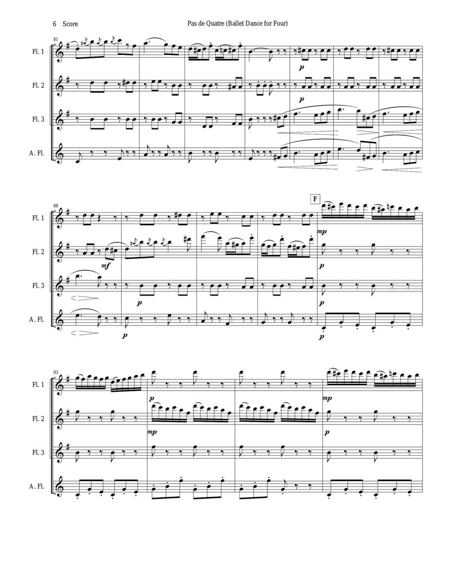 Verdi - Ballet Music set for flute quartet (from Jerusalem Act III) Flute Quartet scores gallery preview page 6