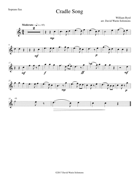 Cradle Song for saxophone quartet image number null