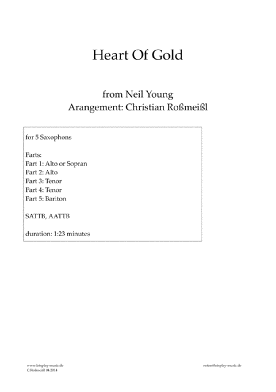 Heart Of Gold Woodwind Quintet scores gallery preview page 1