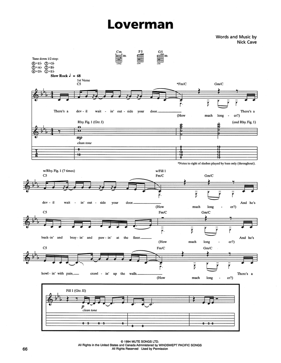Loverman Acoustic Guitar scores gallery preview page 1