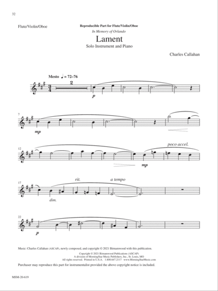 Lament (Piano Accompaniment Version) Piano Accompaniment scores gallery preview page 4